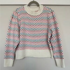 St. John's Bay Women's XL Ivory Candy Dot Crew Neck Long Sleeve Sweater Xmas